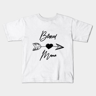 Blessed Mama Boho black lettering sarcastic mother Kids T-Shirt